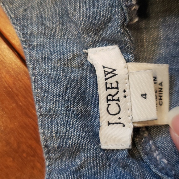 J. Crew Cotton dress, ruffle detail at hem, ties at cap sleeves. Women's 4 - Picture 3 of 11